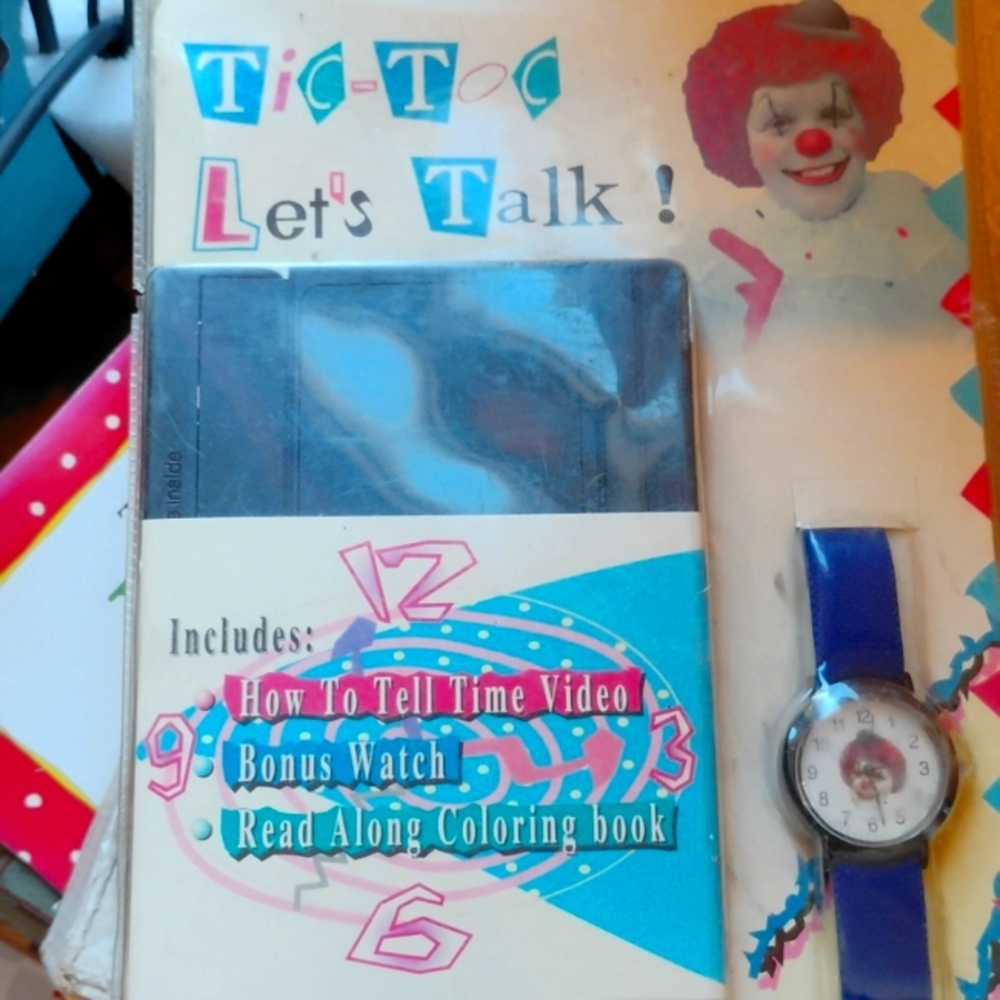⚜️   VINTAGE How to Tell Time BONUS WATCH ⌚ Coloring Book & Video 1995